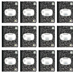 Writing Journal, 100 Sheets, Marble Black - Set of 12
