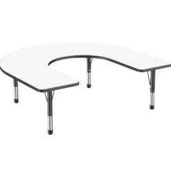 60" x 66" Horseshoe Dry-Erase Activity Table with Adjustable Chunky Legs - White/Black