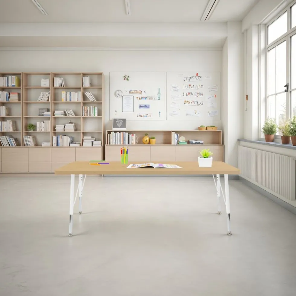 30" x 60" Rectangle Activity Table with Standard Legs - Maple/White
