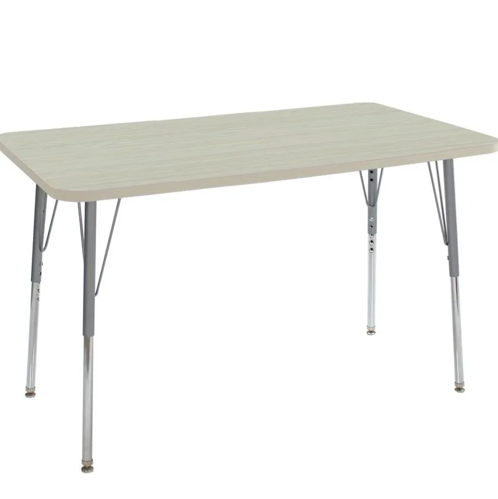 24" x 48" Rectangle Activity Table with Adjustable Swivel Glide Legs - Sanddrift/Silver