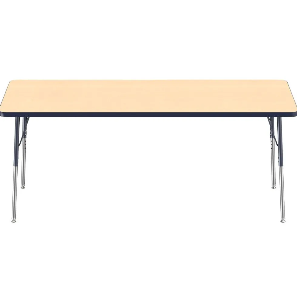 30" x 72" Rectangle Activity Table with Adjustable Swivel Glide Legs - Maple/Navy
