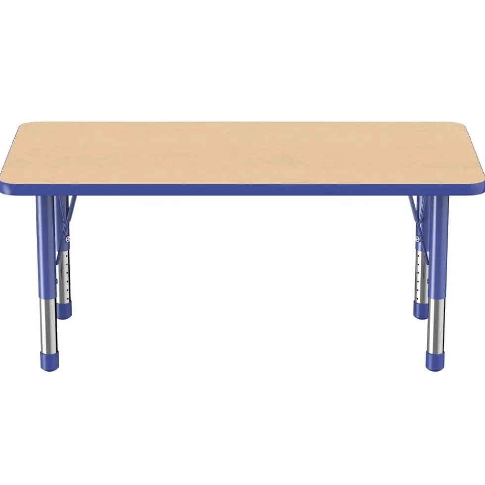 24" x 48" Rectangle Activity Table with Adjustable Chunky Legs - Maple/Blue