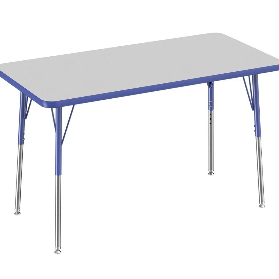 24" x 48" Rectangle Activity Table with Adjustable Swivel Glide Legs - Gray/Blue