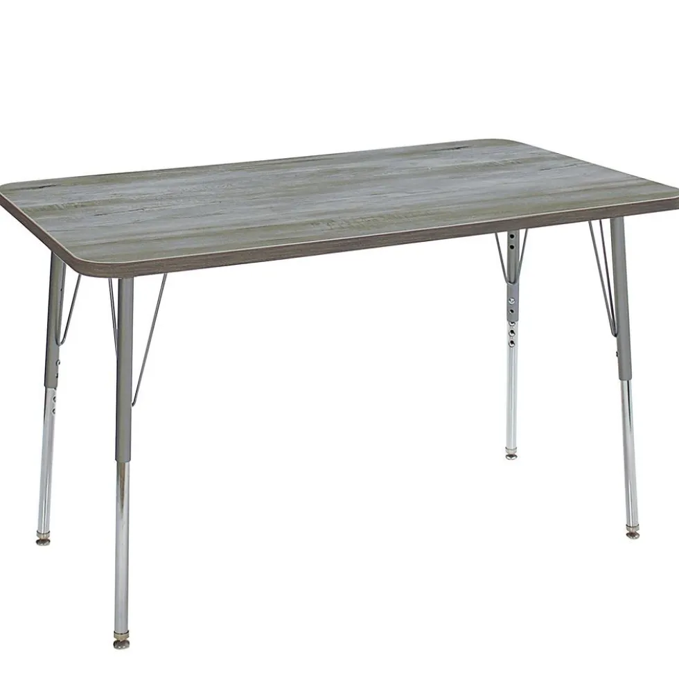 24" x 48" Rectangle Activity Table with Adjustable Swivel Glide Legs - Light Gray Wood/Silver
