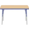 24" x 48" Rectangle Activity Table with Adjustable Swivel Glide Legs - Maple/Blue