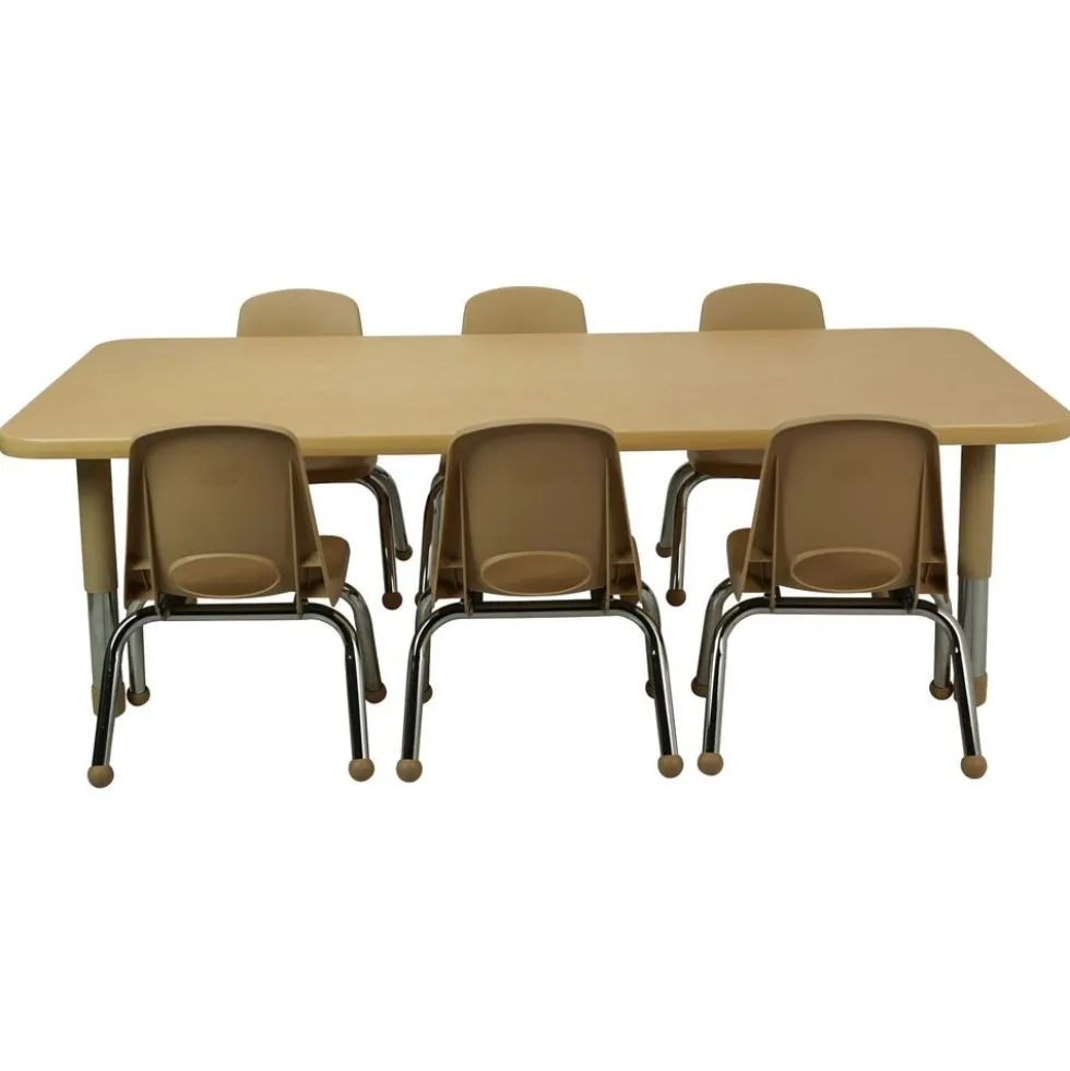 30" x 60" Rectangle Activity Table with Adjustable Tiny Tot Legs - Maple/Maple