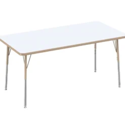 30" x 60" Rectangle Dry-Erase Activity Table with Adjustable Swivel Glide Legs - White/Maple