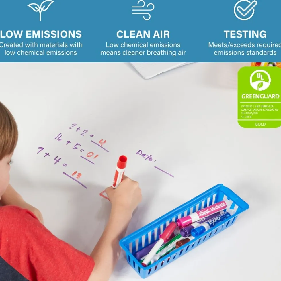 30" x 48" Rectangle Dry-Erase Activity Table with Adjustable Swivel Glide Legs - White/Maple