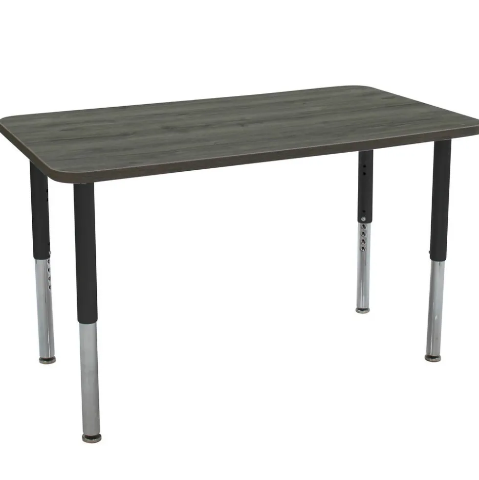 24" x 48" Rectangle La Madera Activity Table with Adjustable Super Legs - Gray Wood/Black