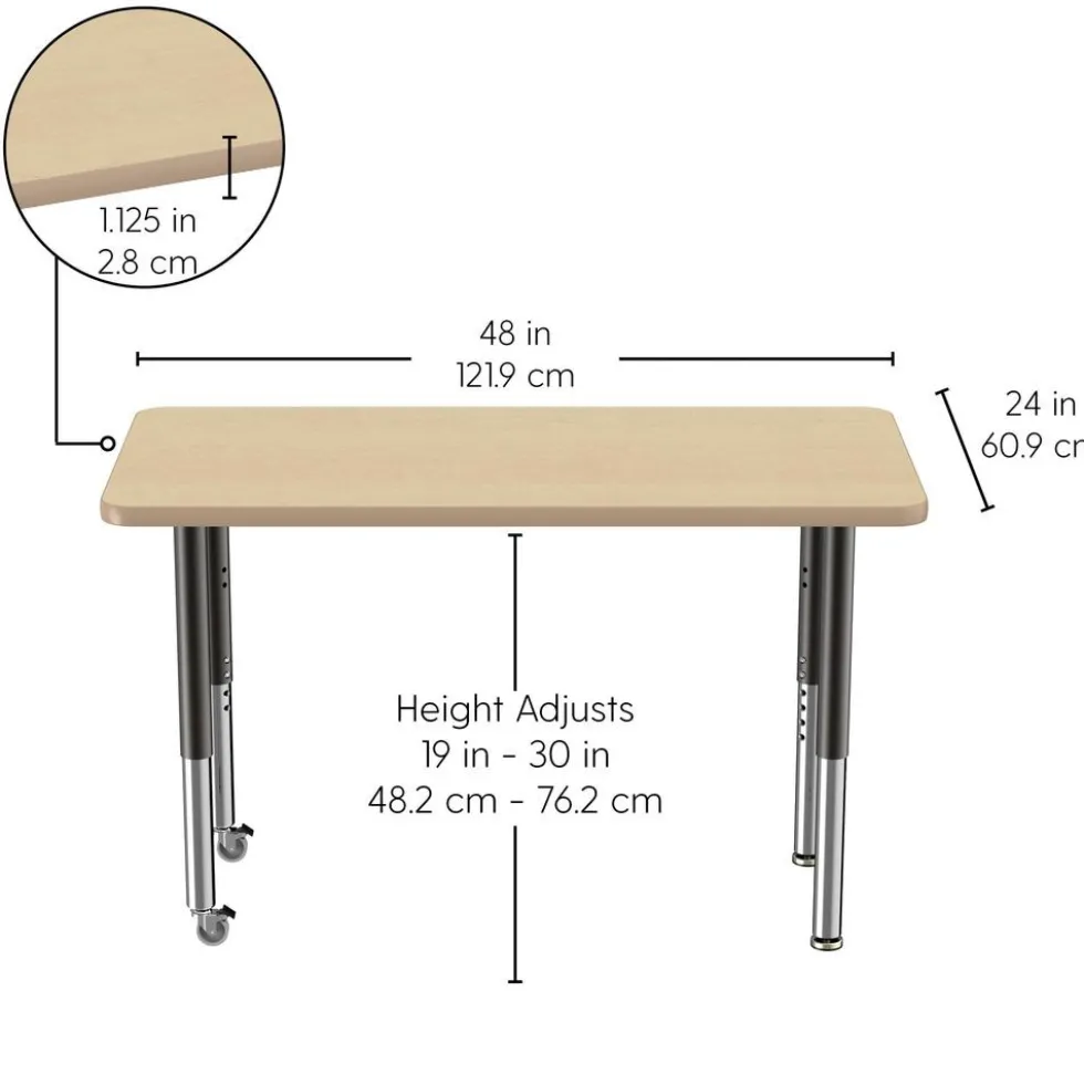 24" x 48" Rectangle La Madera Activity Table with Adjustable Super Legs - Gray Wood/Black