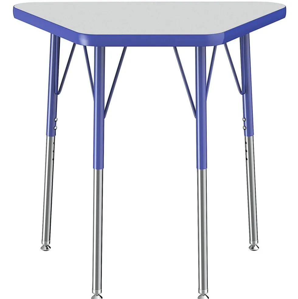 18" x 30" Trapezoid Table with Adjustable Swivel Glide Legs - Gray/Blue