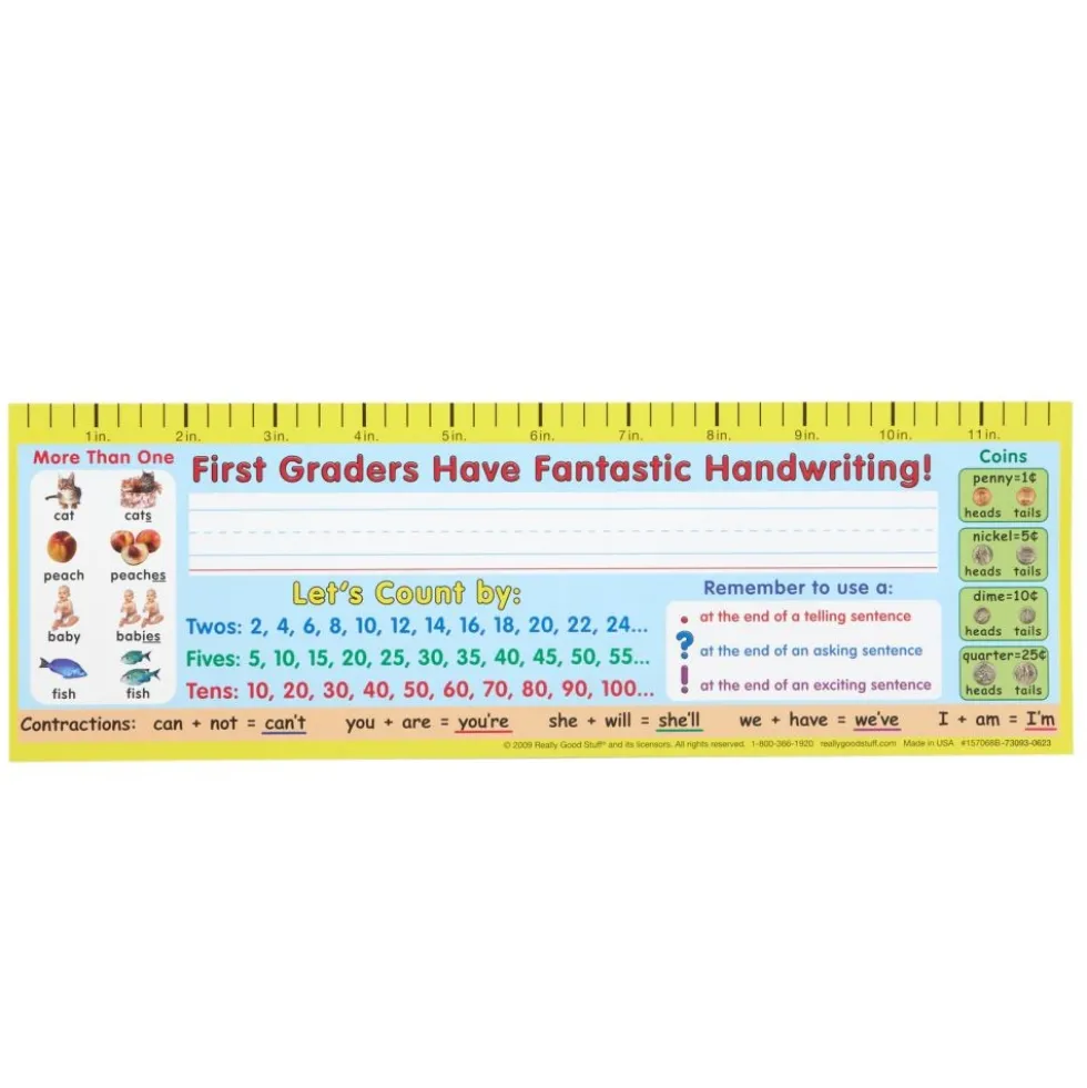 Zaner-Bloser First Grade Two-Sided Cardstock Desktop Helpers™ with Testing Inserts - Set Of 12